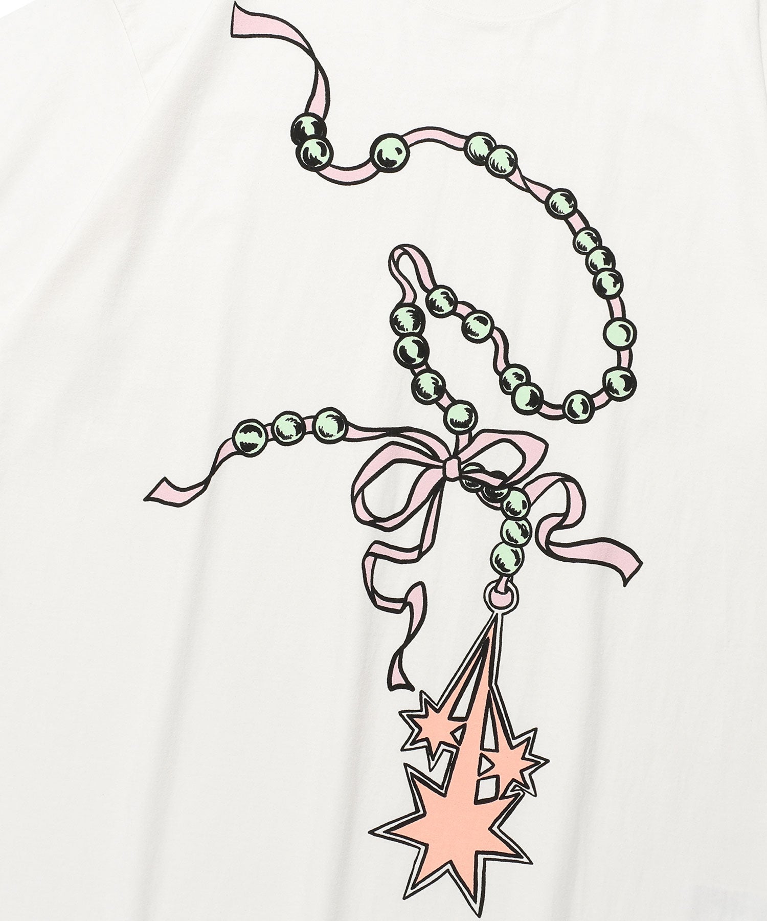 Nice Ghost Club Pearl Necklace Symbol Big Big Tee White