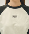 Marithé François Girbaud W BLOCK CLASSIC LOGO RAGLAN CROP SWEATSHIRT charcoal