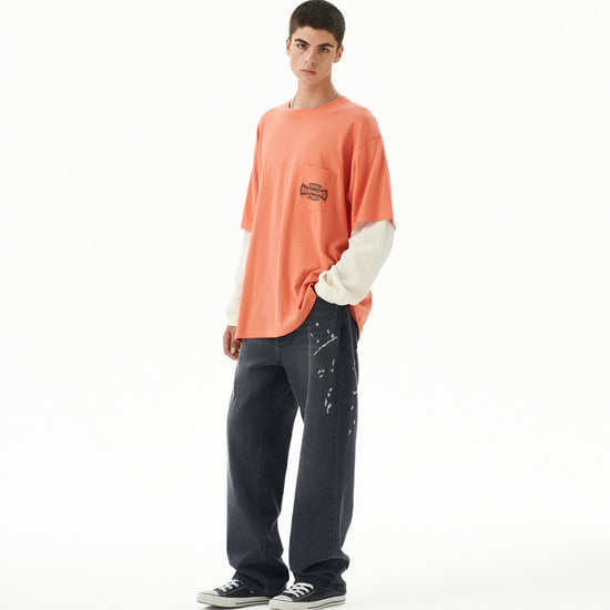 Mahagrid Embroidered Splatter Denim Pant