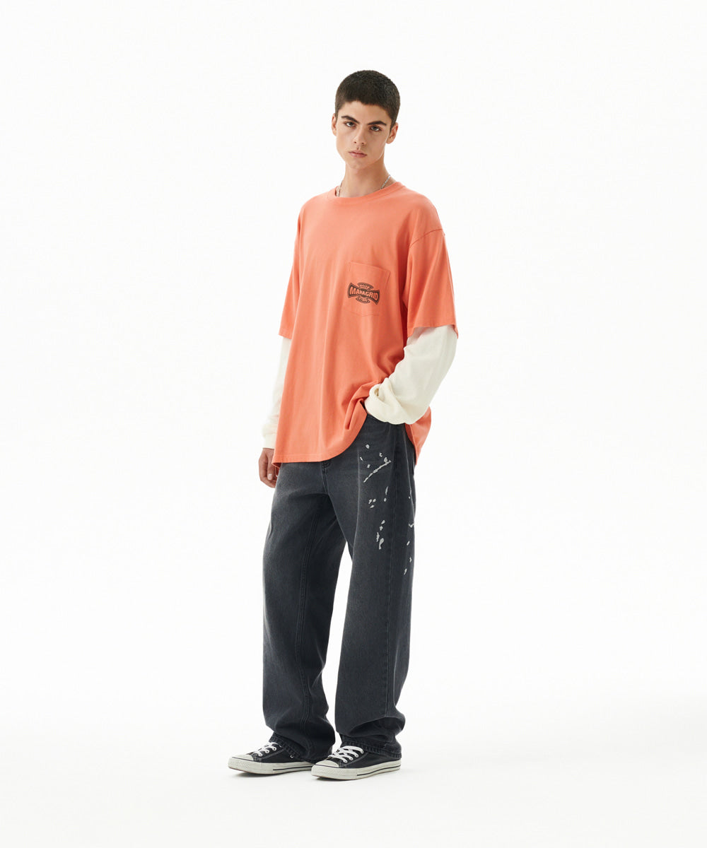 Mahagrid Embroidered Splatter Denim Pant