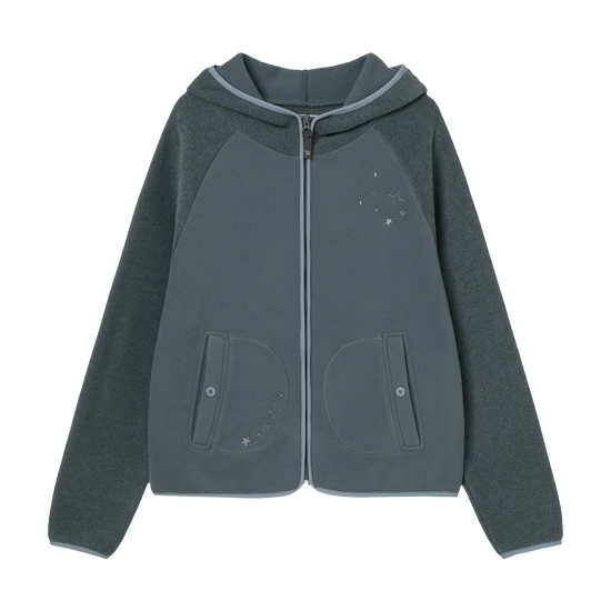 AEAE STELLA FLEECE ZIP UP HOODIE [BLUE]