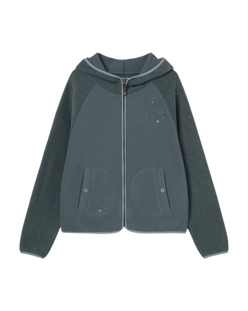 AEAE STELLA FLEECE ZIP UP HOODIE [BLUE]