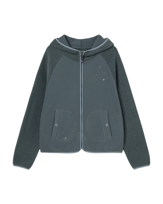 AEAE STELLA FLEECE ZIP UP HOODIE [BLUE]