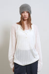 General Idea WOMAN Sheer Henley Neck Pullover