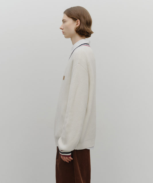 Marithé François Girbaud V Neck Knit Pullover Ivory