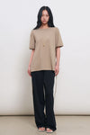 General Idea WOMAN Temperature-Cut Cool Relaxed-Fit Knit T-Shirt [TAUPE]