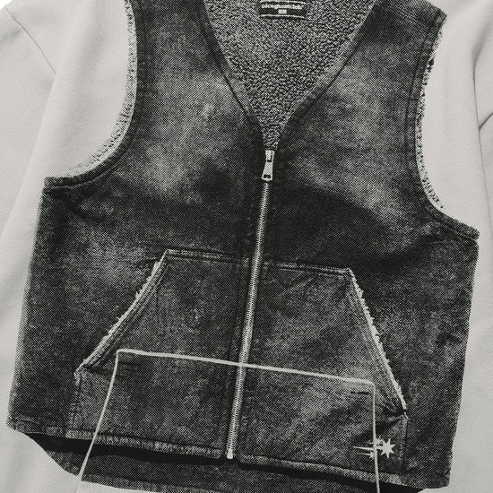 Nice Ghost Club Vest Print Hoodie [Light Grey]