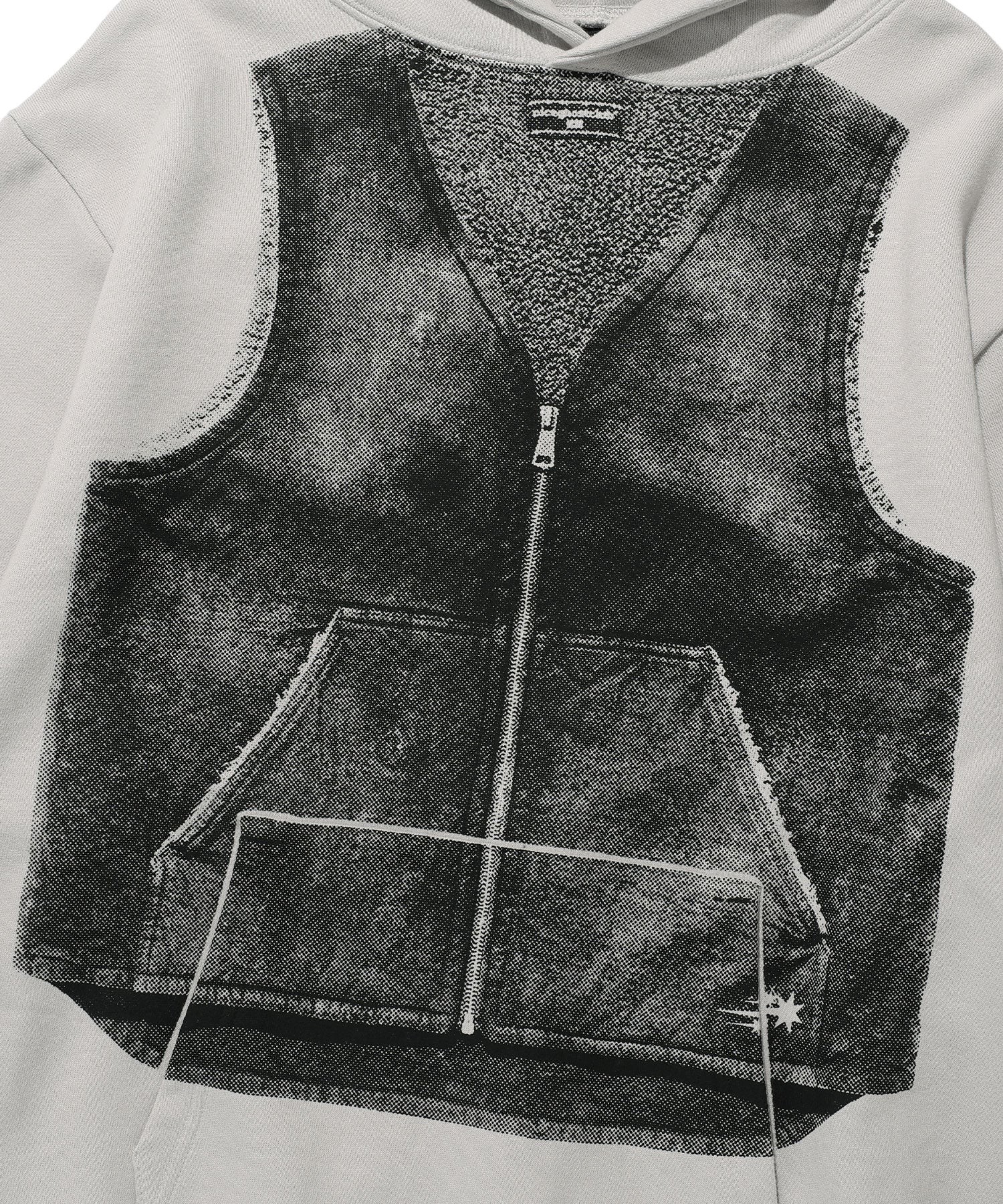 Nice Ghost Club Vest Print Hoodie [Light Grey]