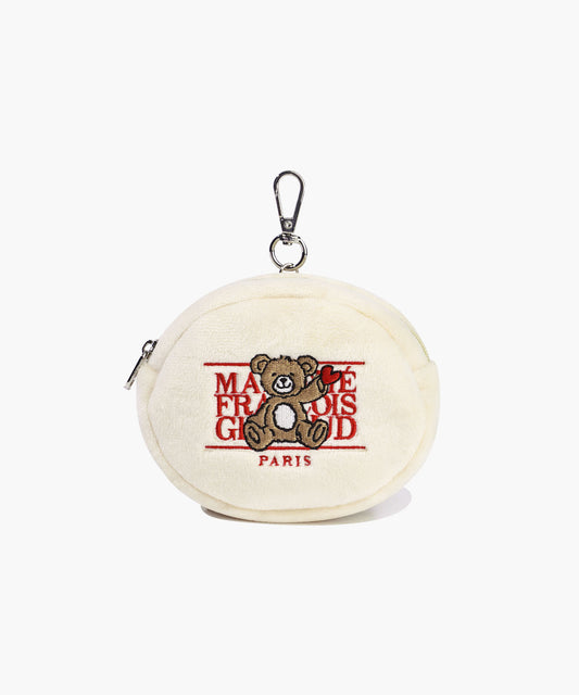 Marithé François Girbaud Kids Bear Classic Logo Pouch Keyring Light Beige
