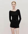 Marithé François Girbaud Women's Circle Logo Neck Point Knit Black