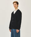 Marithé François Girbaud SMALL CLASSIC LOGO V-NECK KNIT CARDIGAN vintage blue