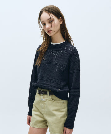 Marithé François Girbaud Women's Crochet Knit Pullover