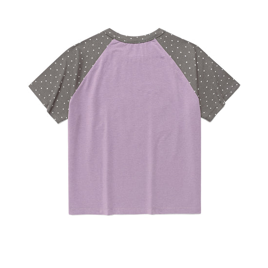 Cavish Women's Angel Cats Raglan Short Sleeve Tee in Purple