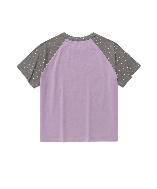 Cavish Women's Angel Cats Raglan Short Sleeve Tee in Purple