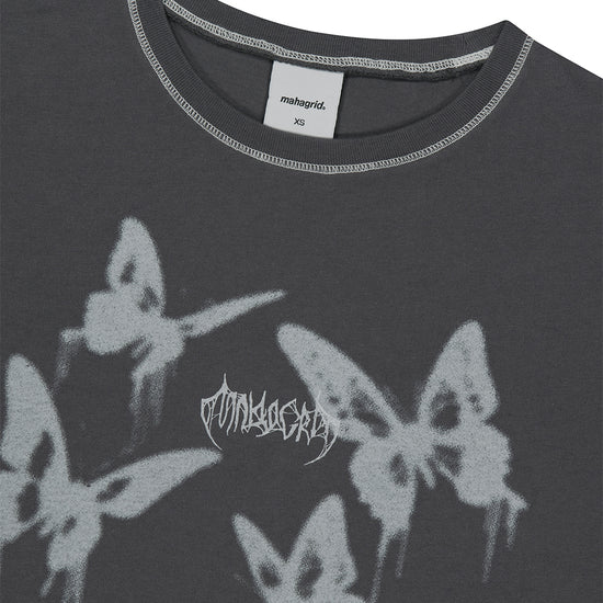 Mahagrid Pigment Butterfly Goth Crop Tee