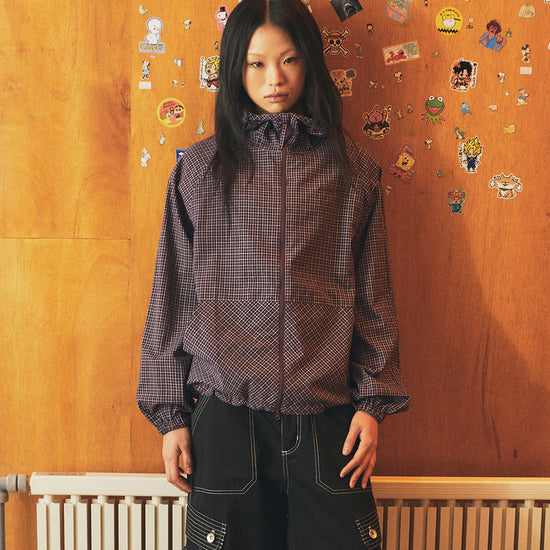 Mahagrid Check Windbreaker in Purple