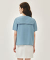 Marithé François Girbaud W SAILOR COLLAR SHORT SLEEVE CHAMBRAY SHIRT dark blue