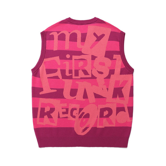 Cavish Funk Record Jacquard Knit Vest