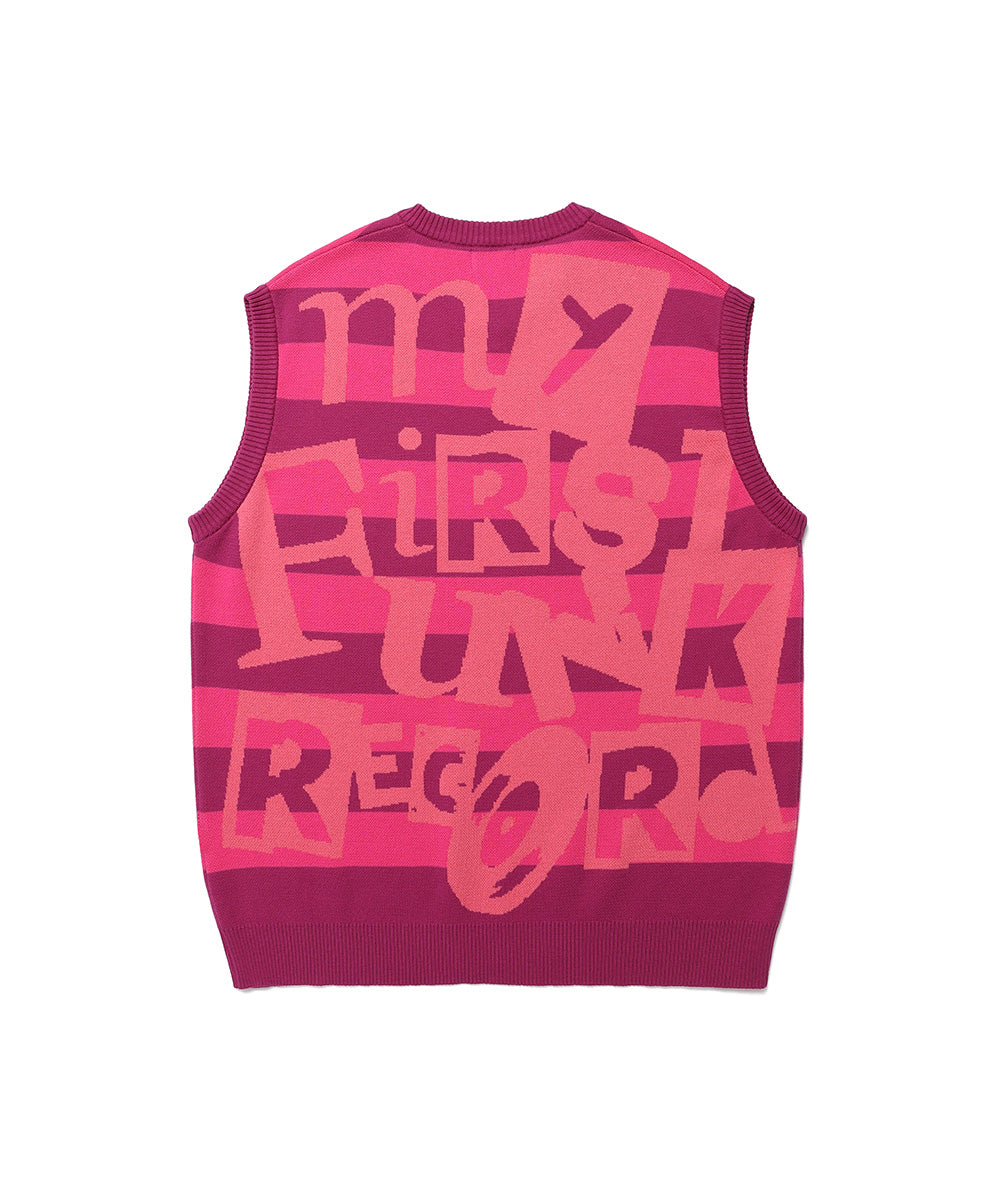 Cavish Funk Record Jacquard Knit Vest
