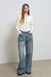 General Idea WOMAN Snap Detail Wide Denim Pants