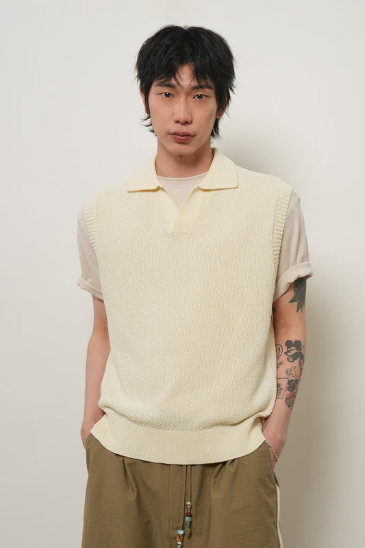 General Idea MAN Open Collar Knit Vest