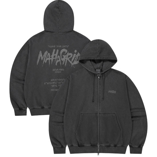 Mahagrid Slash Logo Pigment Zip Up Hoodie