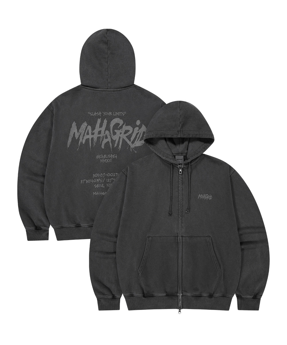 Mahagrid Slash Logo Pigment Zip Up Hoodie