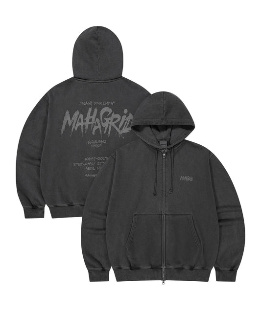 Mahagrid Slash Logo Pigment Zip Up Hoodie
