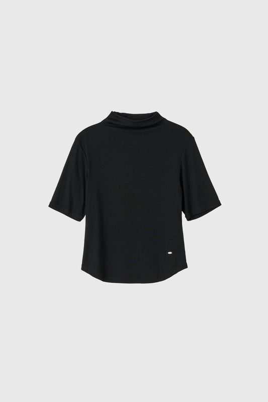 General Idea WOMAN Acetate Mock Neck Short Sleeve T-Shirt