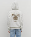 Marithé François Girbaud Big College Logo Graphic Hoodie Zip-Up Light Heather Gray
