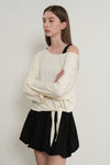 General Idea WOMAN Tie-Up Loose Fit Boat Neck T-Shirt