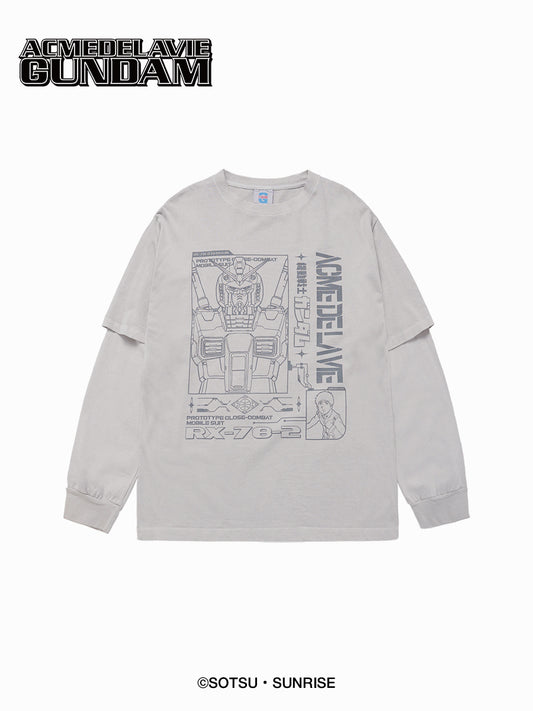 ADLV Mobile Suit Gundam Pigment Double Layer Long Sleeve T-Shirt