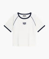 Marithé François Girbaud W AEROCOOL SMALL CLASSIC LOGO RINGER SLIM CROP TEE ivory