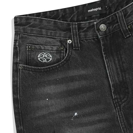 Mahagrid Star Flared Denim Pants [Black]