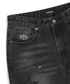 Mahagrid Star Flared Denim Pants [Black]