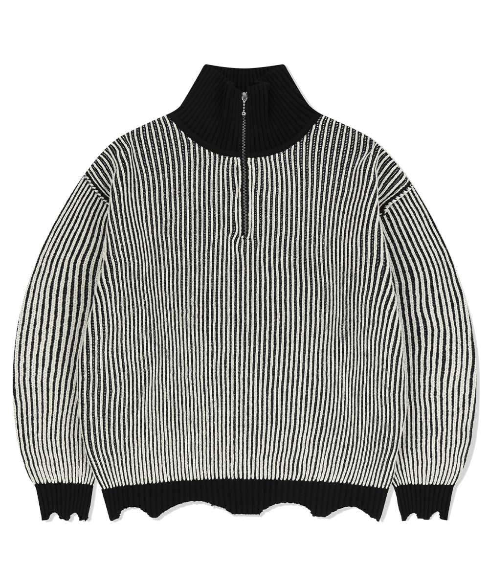 Mahagrid CUTTING CONTRAST HALF ZIP-UP KNIT