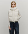 Marithé François Girbaud W Circle Logo Crop Hooded Down Vest Mint Gray