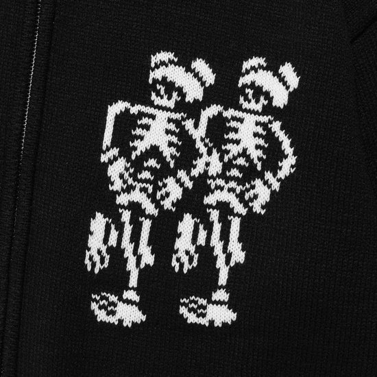 Nice Ghost Club Dancing Skeletons Zip Polo Knit