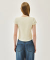 Marithé François Girbaud [6/19 예약발송] W FLOWER CLASSIC LOGO CAP SLEEVE SLIM CROP TEE light heather gray