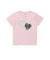 Cavish Women's Twin Heart Applique Short Sleeve T-Shirt [Pink]