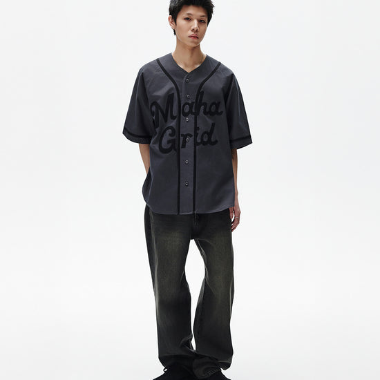 Mahagrid Serif Logo Baseball Shirt