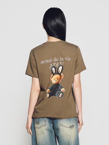ADLV Woman Rabbit Bear Doll Logo Short Sleeve T-Shirt