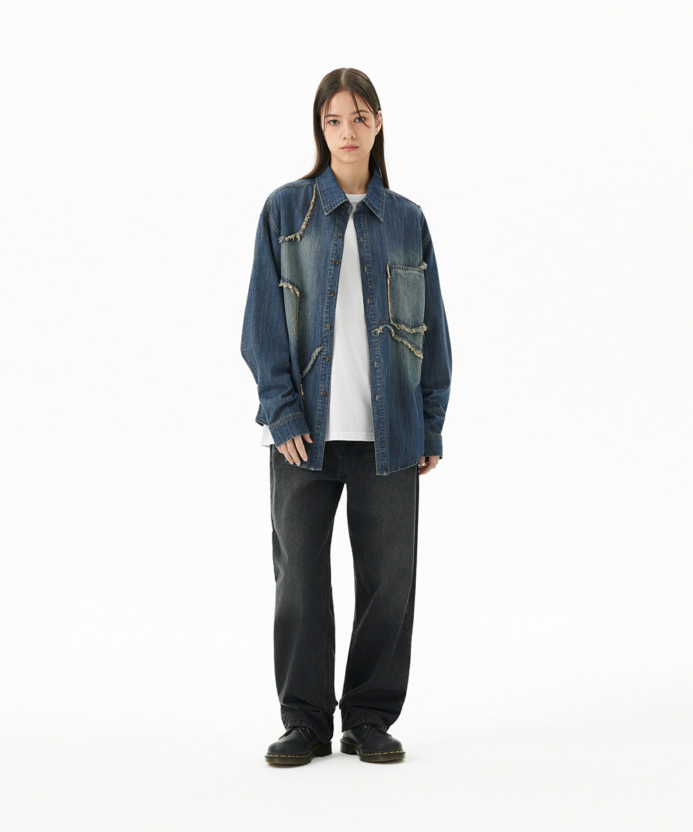Mahagrid Star Raw Cut Denim Shirt