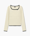 Marithé François Girbaud W Color Point Square Neck Knit Pullover Sky Blue