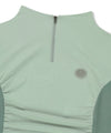 Mahagrid Shirring Half Zip-Up Jersey Tee