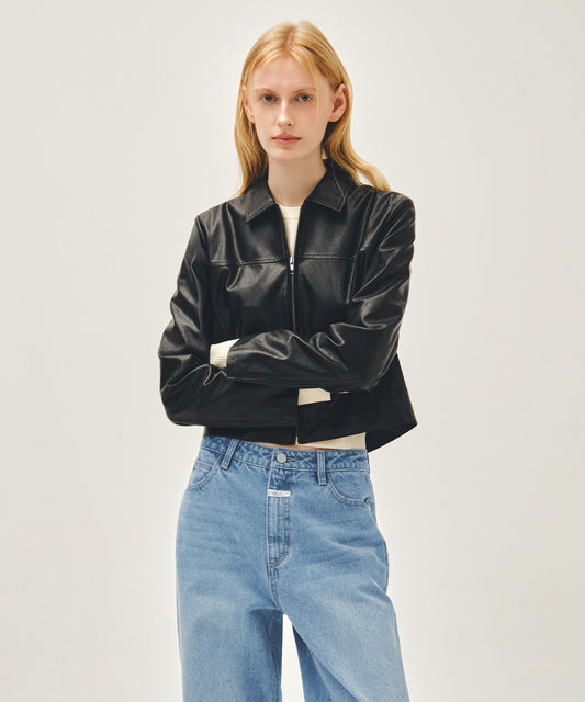 Marithé François Girbaud W CROP FAUX LEATHER JACKET