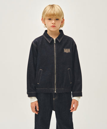 Marithé François Girbaud Kids Classic Logo Denim Zip-Up Jacket Dark Blue