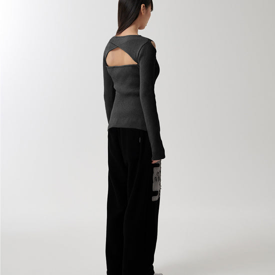 Mahagrid Cut Off Long Sleeve Knit