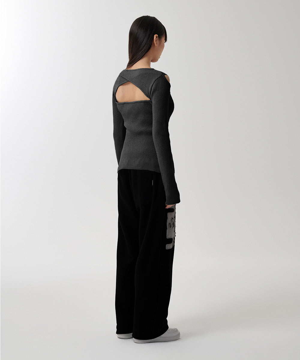 Mahagrid Cut Off Long Sleeve Knit