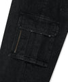 Mahagrid Washed Zip Cargo Denim Pant [Black]